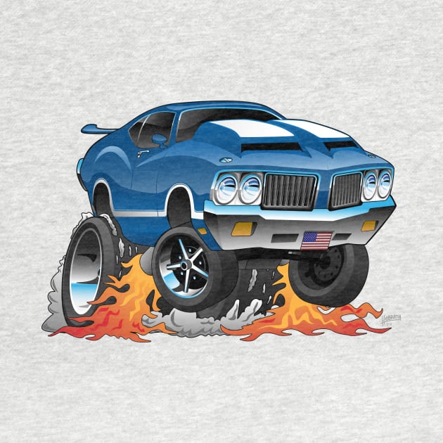 Classic Seventies American Muscle Car Hot Rod Cartoon by hobrath